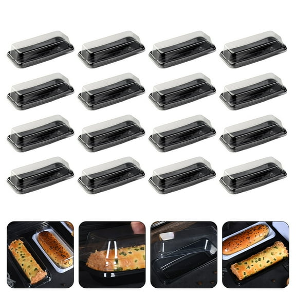 MEIBUTYUP 16-Pack Black Plastic Small Cake Containers for Parties, Events, and Stylish Dessert Presentation