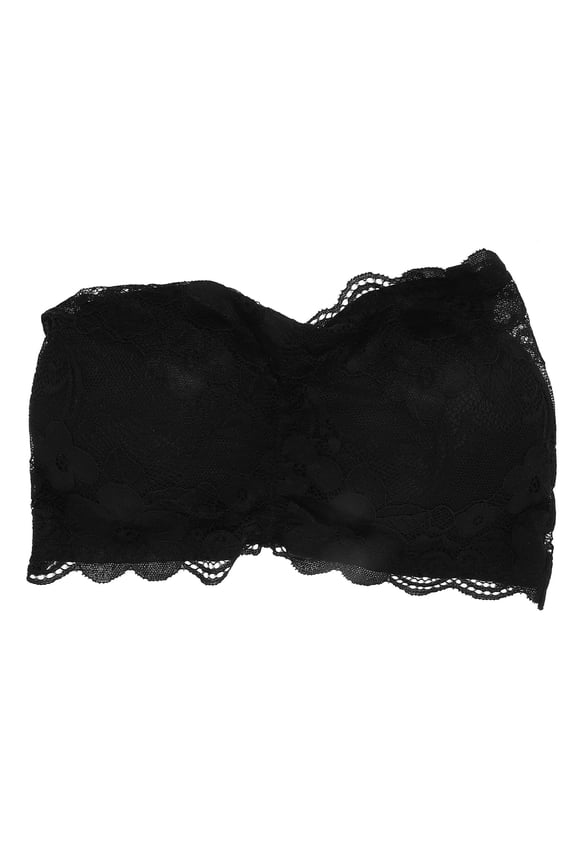 1Pc Black Lace Strapless Bandeau Bra Comfortable Durable for Summer Wear