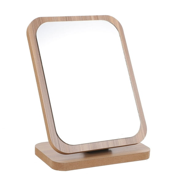 MEIBUTYUP 1Pc Durable Wooden Desktop Cosmetic Mirror Clear Reflection Foldable Table Mirror