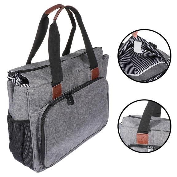 MEIBUTYUP Grey Oxford Cloth Embroidery Tool Bag Portable Pouch for Craft Storage and Accessories Organizer