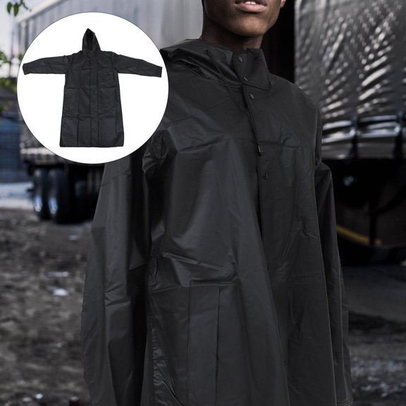 MEIBUTYUP 1Pc Stylish Black Full Body Rain Poncho Lightweight Eva Material for Outdoor Travel