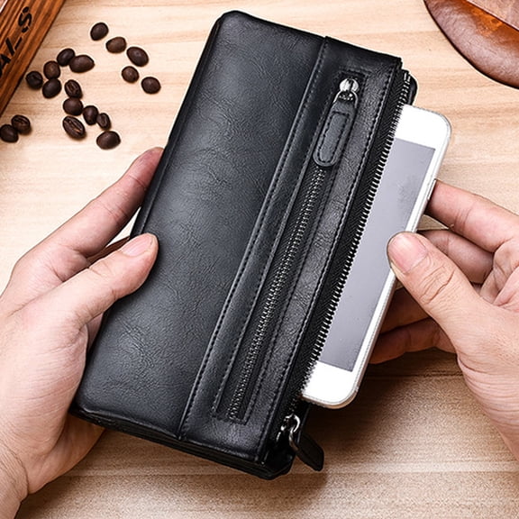 MEIBUTYUP Men's Black Wallet, Multifunctional Credit Card Holder and Organizer for Cash, IDs, and Cards
