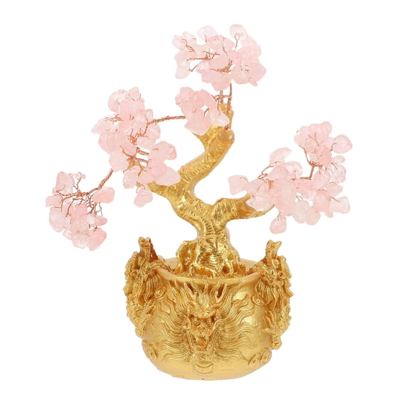MEIBUTYUP 1Pc Shui Pink Crystal Desktop Luck Tree Adornment for Home Decor