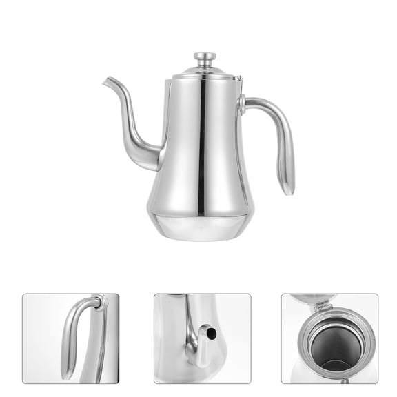 MEIBUTYUP Stainless Steel Filter Kettle with Strainer for Tea Brewing, Grey Tea Pot, Easy to Use, 1 Pc