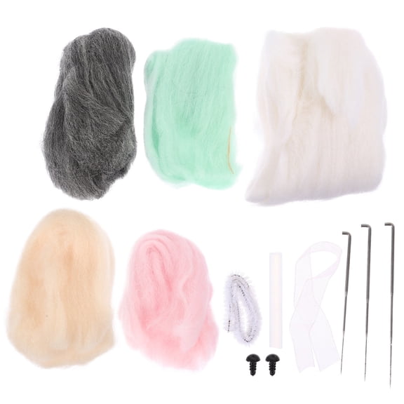 MEIBUTYUP 1Set Wool Felting Supplies Needle Felting Kit Assorted Colors Handmade Craft Tools