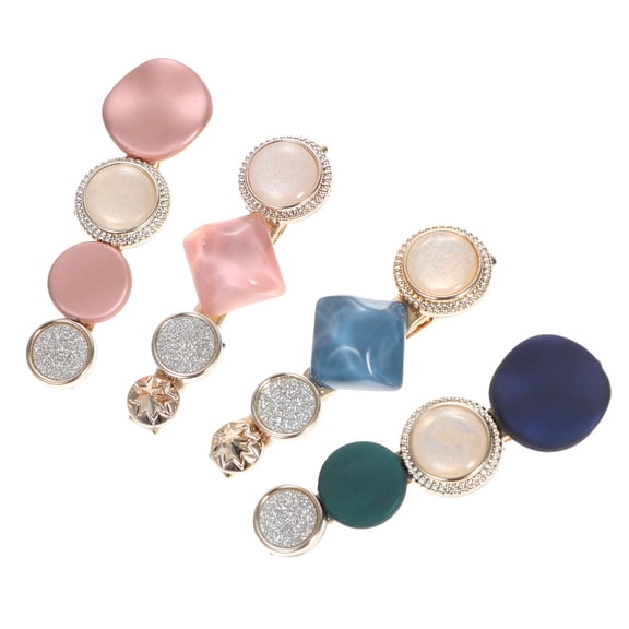 MEIBUTYUP 2 Pairs Hairpin Geometric Pattern Hairstyle Enhancement Assorted Color for Women Casual Outfit