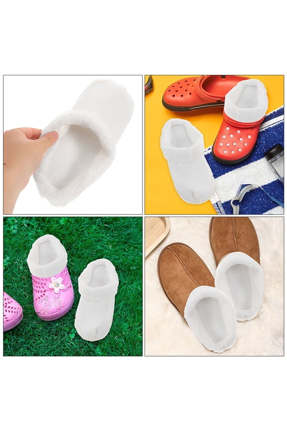 Warm Clog Inserts with Detachable Plush Liners for Comfortable Fit, White, 2 Pairs