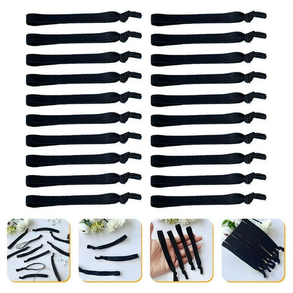 MEIBUTYUP Wrist Hair Bands Men Black Elastic Scrunchies Ponytail Holder 20Pcs