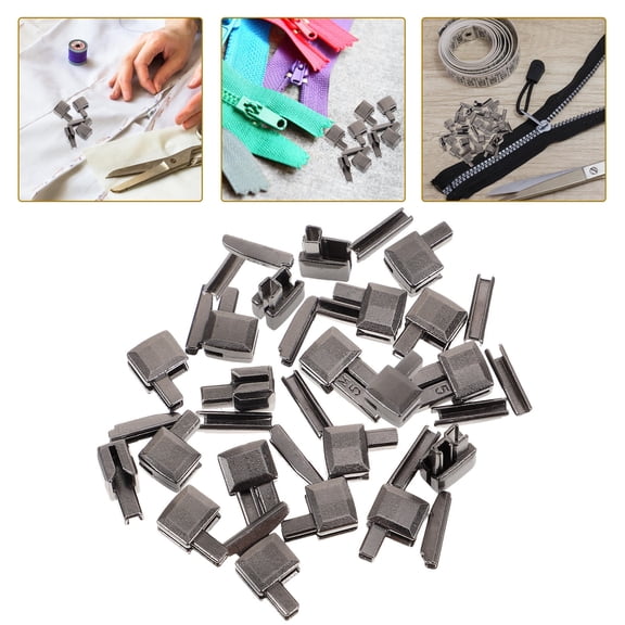 MEIBUTYUP 20Sets Metal Zipper Stopper Kit in Coffee for Reliable Zipper Replacement
