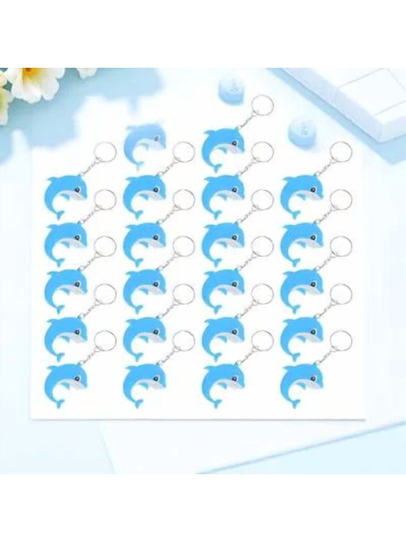 Dolphin Keychain Set, Assorted Color PVC Decorative Pendant for Decoration (21Pc)