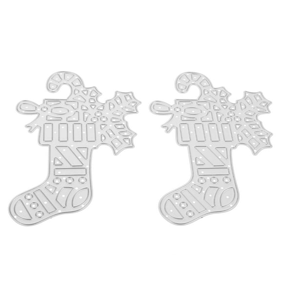MEIBUTYUP Metal Embossing Template Christmas Stocking Shape 2 Pieces for Holiday Crafting and Decoration