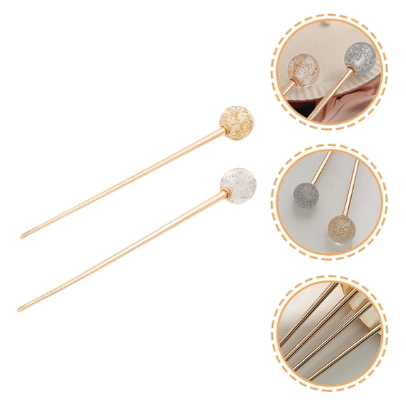 MEIBUTYUP 2-Pack Hair Sticks for Women, Multi-Color Simple Hair Accessories for Bun Hairstyles and Elegant Hair Styling
