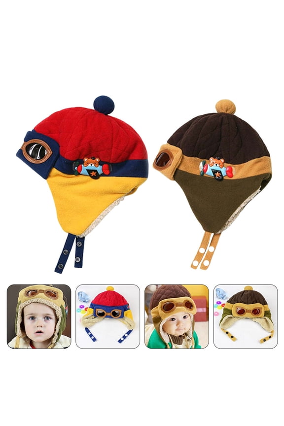 2Pack Warm Kids Caps for Boys Assorted Design Wear-resistant Outdoors Back to School