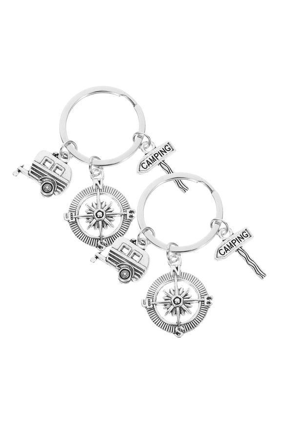 Compass Keychains Creative Camping Key Rings for Hanging Keys 2Pcs