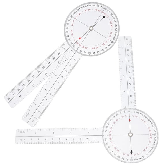 MEIBUTYUP 2-Pack Transparent Plastic Rotatable Angle Ruler Measuring Tool for Precise Measurement and Drafting