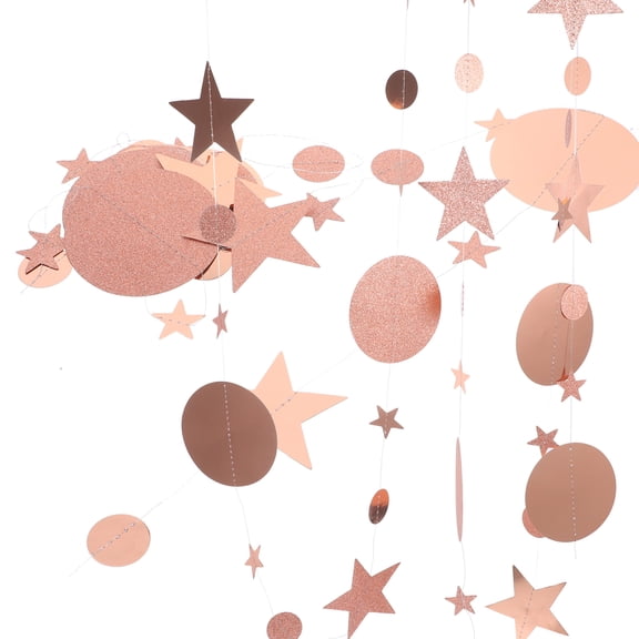 MEIBUTYUP 2Pcs Rose Gold Hanging Star Circle Gar Party Favor Banner for Birthday and Wedding Decor
