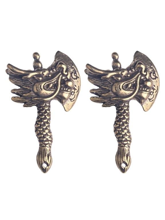 2Pcs Golden Brass Shape Pendants Retro Style Durable Key Ornaments for DIY