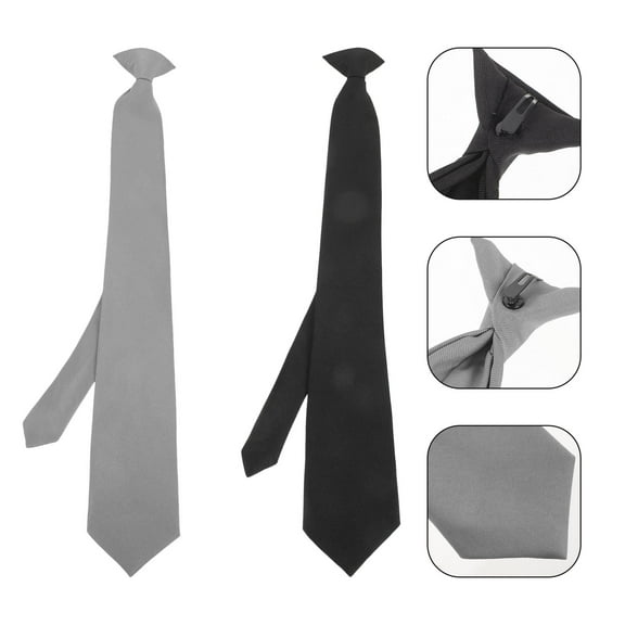 MEIBUTYUP Classic Clip-on Necktie for Men Assorted Color Polyester Perfect Suit Accessory 2Pcs