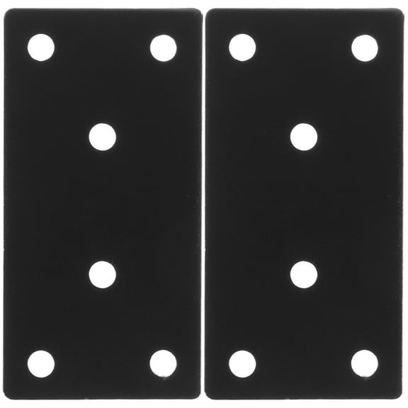 MEIBUTYUP 2-Pack Black Stainless Steel Straight Braces Metal Brackets for Furniture Repair and Mending