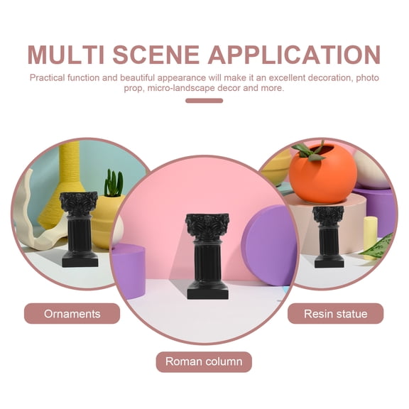 MEIBUTYUP Set of 2 Black Roman Column Candle Holders Resin Statue Decorative for Home