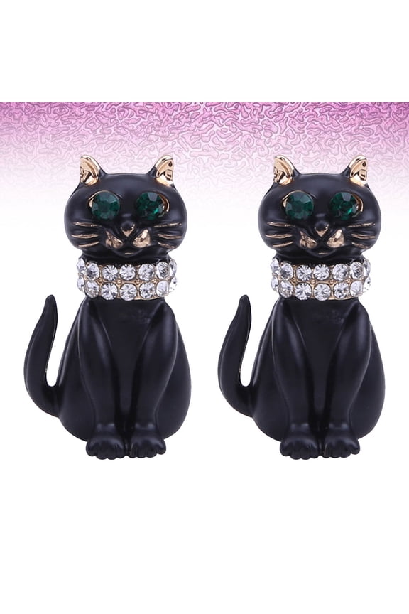 Set of 2 Charming Black Cat Brooch Pins for Clothes, Bags, and Accessories Stylish Animal Jewelry