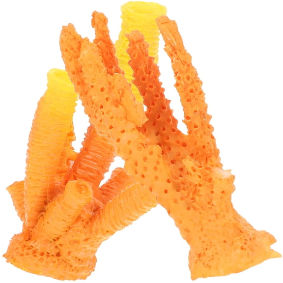 MEIBUTYUP 2Pcs Compact Orange Resin Coral Decor Aquarium Accessory for Bedroom Office Stylish Display