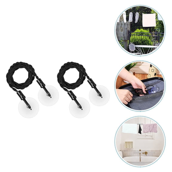 MEIBUTYUP 2Pcs Black Portable Clothes Drying Strap Retractable for Balcony and Camping
