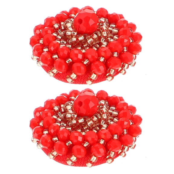 MEIBUTYUP 2Pcs Red Crystal Upholstery Buttons for Sofa and Coat Sewing with Easy Thread Attachment