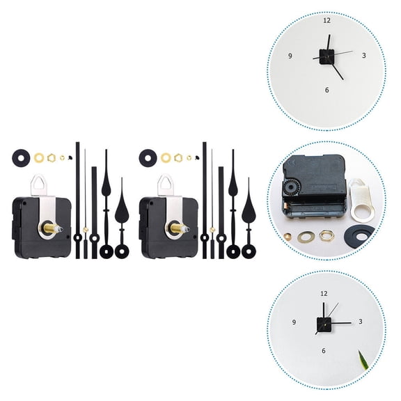 MEIBUTYUP 2-Pack Black High Torque Wall Clock Movement Kits Replacement Parts for Precise and Clock Repair