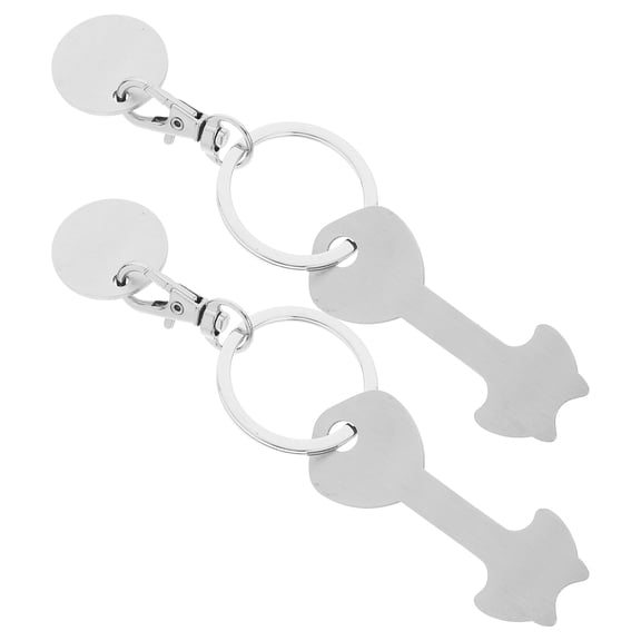 MEIBUTYUP 2 Sets Portable Shopping Cart Tokens with Zinc Alloy Key Pendant for Easy Key Holding and Convenient Use