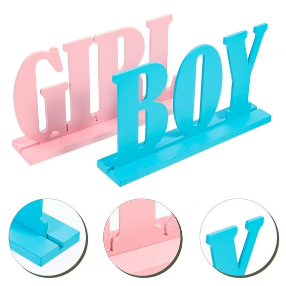 MEIBUTYUP 2pcs Girl Table Signs Gender Reveal Decorations with Bases, Centerpieces for Baby Shower Party Tabletop Decor