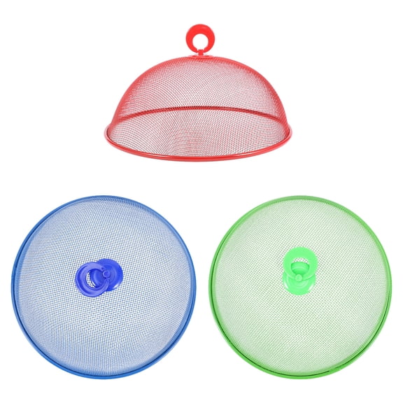 MEIBUTYUP Round Mesh Dome Food Cover Metal Rim Assorted Color 3Pcs