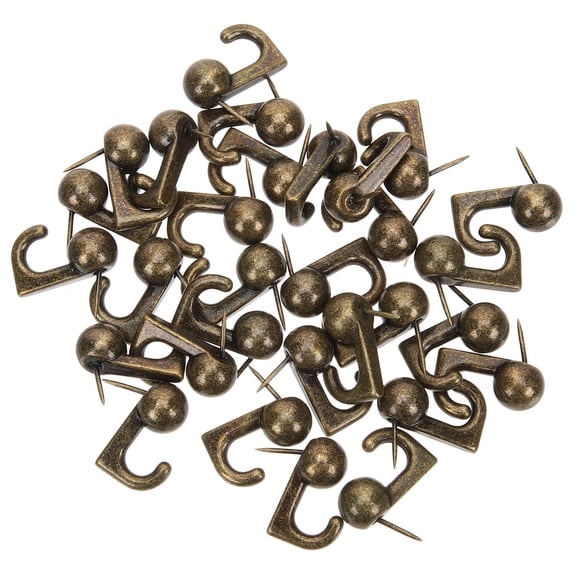 MEIBUTYUP 30 Pcs Heavy Duty Zinc Alloy Push Pin Hooks with Round for Picture Hanging at Home and School