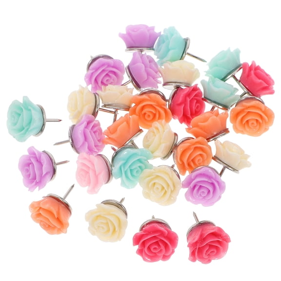 MEIBUTYUP 30pcs Assorted Color Cute Pushpins Resin Map Pins for Geography Lessons and Office Use