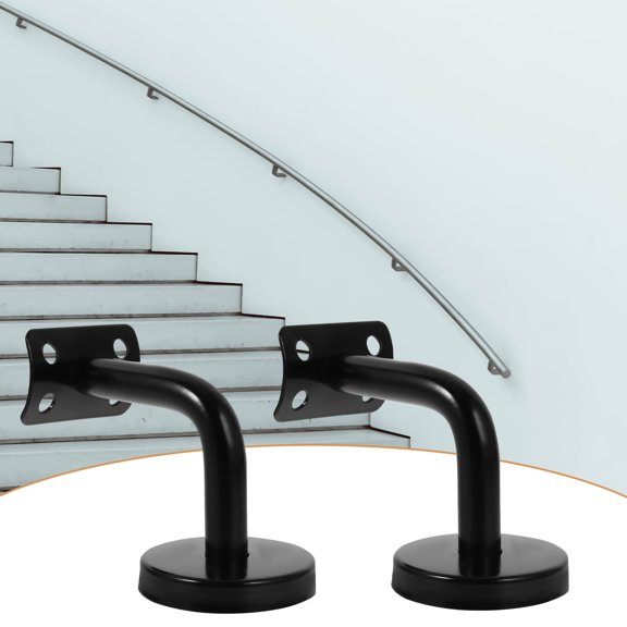 MEIBUTYUP 3Pcs Black Stainless Steel Bannister Support for Handrail Stable and Stylish
