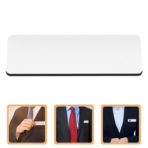 MEIBUTYUP 3Pcs Lightweight White Name Badges with Clips for DIY Professional Image