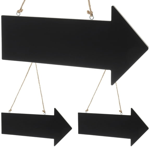 MEIBUTYUP 3Pcs Wood Craft Wall Signs Arrow Style Hanging Labels for Party Outdoor Decor Black
