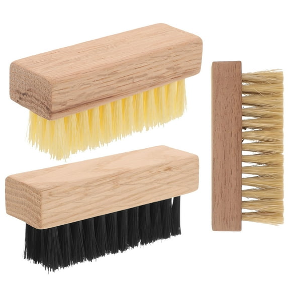 MEIBUTYUP 3-Piece Compact Boot Cleaning Brush Set with Wooden Handle and PP Bristles, Assorted Colors for Travel and Outdoor Use