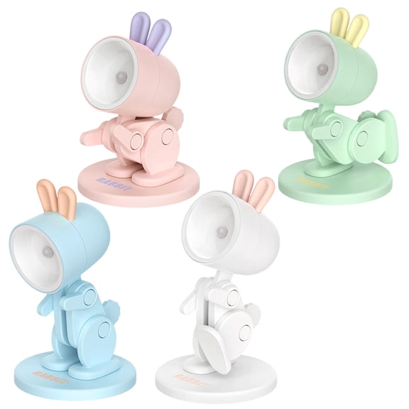 MEIBUTYUP 4 Pack Cartoon Rabbit LED Night Light for Kids Room Adjustable ABS and PVC Home Use Assorted Color