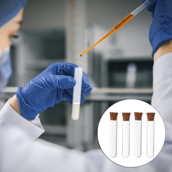 MEIBUTYUP 40 Pcs Science Test Tubes with Corks and Transparent Storage Holder for Kids Party Supplies