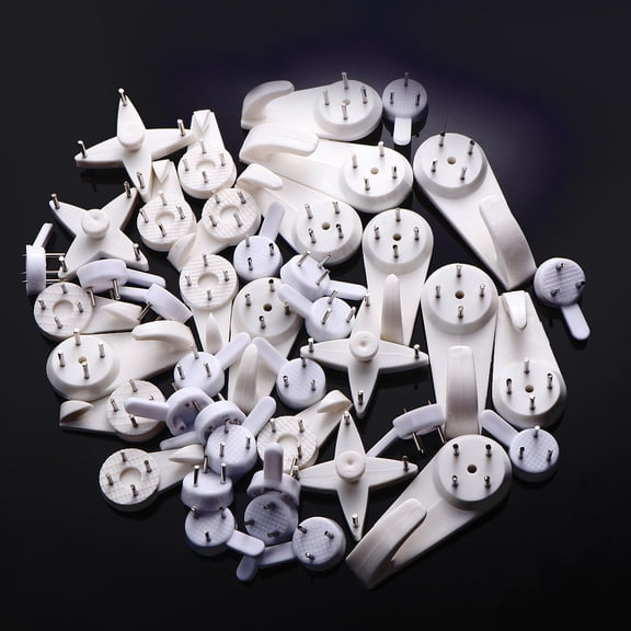 MEIBUTYUP White Invisible Wall Hangers with Seamless Nails for Photos and Paintings, 42 Pieces, Picture Hanging Hardware