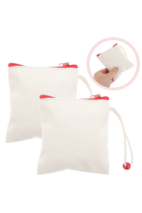 4Pcs Change Purse Mini Pouches Canvas Cloth Red for Storing Jewelry Women On the Go