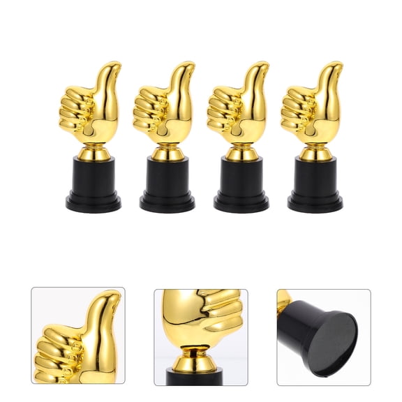 MEIBUTYUP 4Pcs Compact Golden Plastic Trophy with for Competition and Desktop Display