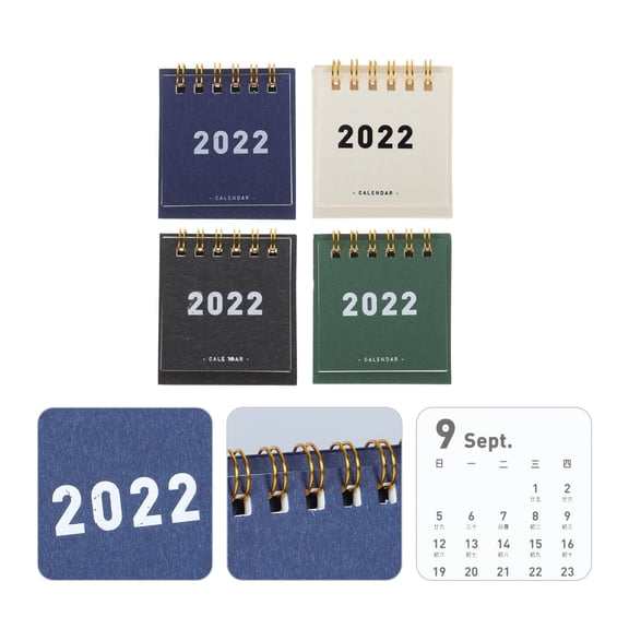 MEIBUTYUP 4Pcs Desktop Planner Calendar Desk Calendar Blue Paper Simple Friends