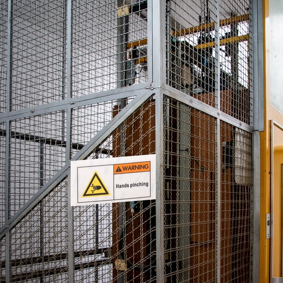 MEIBUTYUP 4Pcs Safety Warning Stickers Caution Signs for Hands Pinching Prevention Paper and Plastic Material