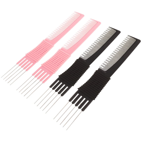 MEIBUTYUP 4-Piece Fine Tooth Carbon Fiber Comb Set for Curly Hair Styling, Professional Barber Hair Combs