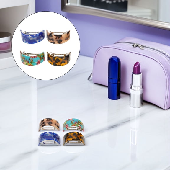 MEIBUTYUP 4-Pack Multi-Color Spring Hair Clips, Decorative Acetate Barrettes for Stylish Updos and Everyday Hair Styling