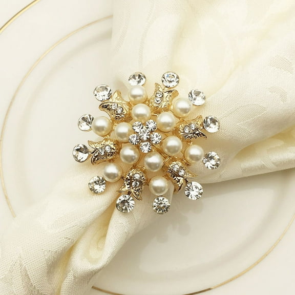 MEIBUTYUP 4Pcs Rhinestones Snowflake Napkin Holder Buckles for Sophisticated Holiday Table Setting