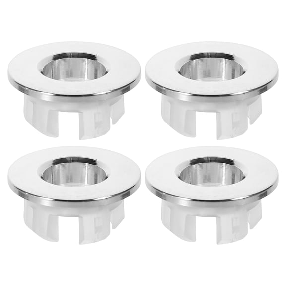 MEIBUTYUP Round Copper Sink Overflow Cap, Silver, Durable, Easy Install, for Wash Basin, 4Pcs