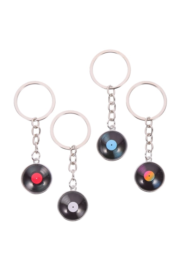Creative Metal Keychain Vinyl Record Assorted Color for Decor 4Pcs